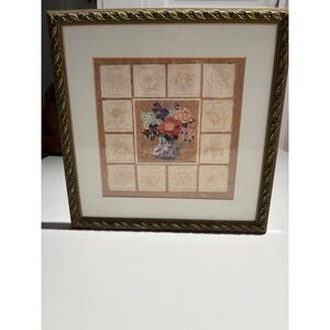 Framed Art Print by Christina Cole‎ Floral Calendar Flowers Months Vintage Decor